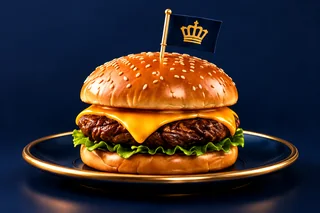 Illustration d’un burger sur fond bleu marine